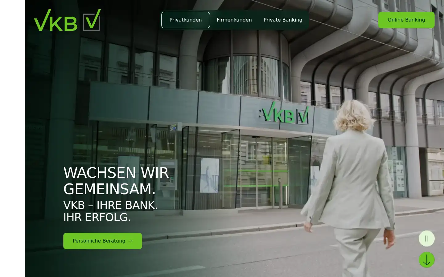 Screenshot of vkb-bank.at
