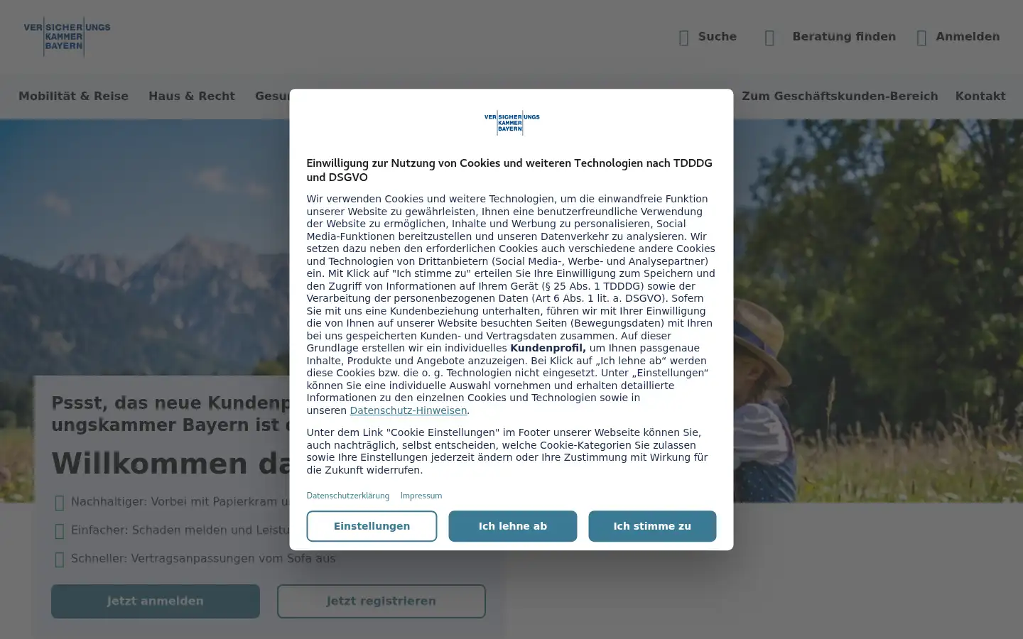 Screenshot of vkb.de