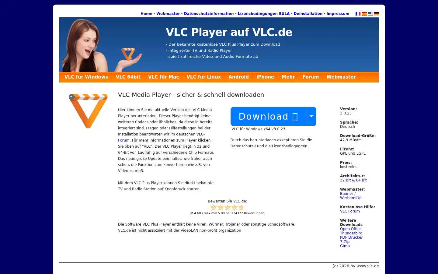 Screenshot of vlc.de