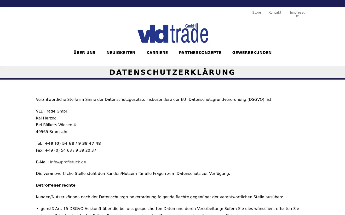 Screenshot of vld-trade.de