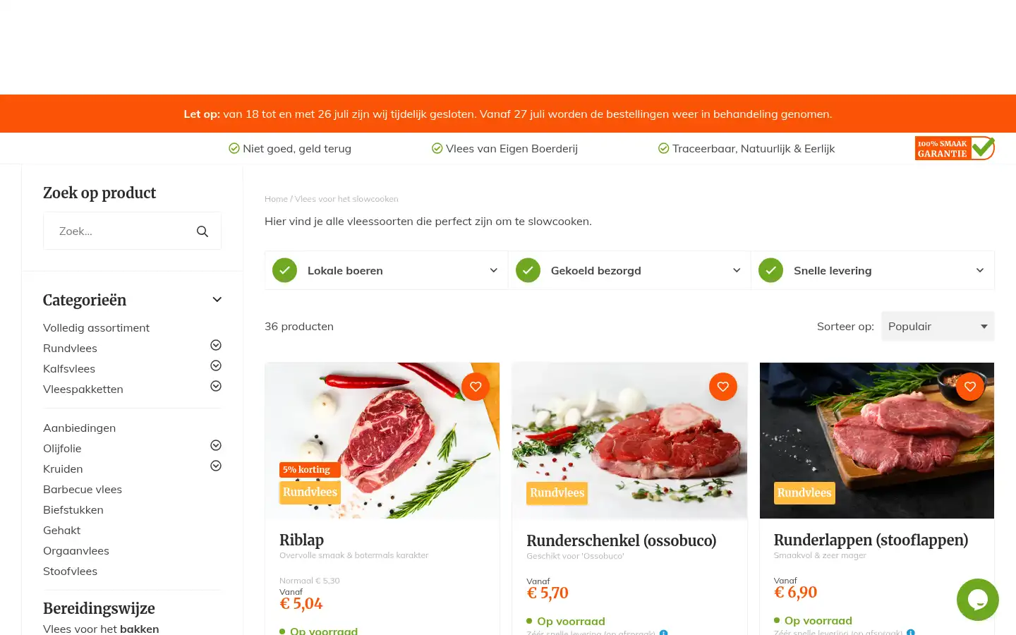 Screenshot of vleesch.nl