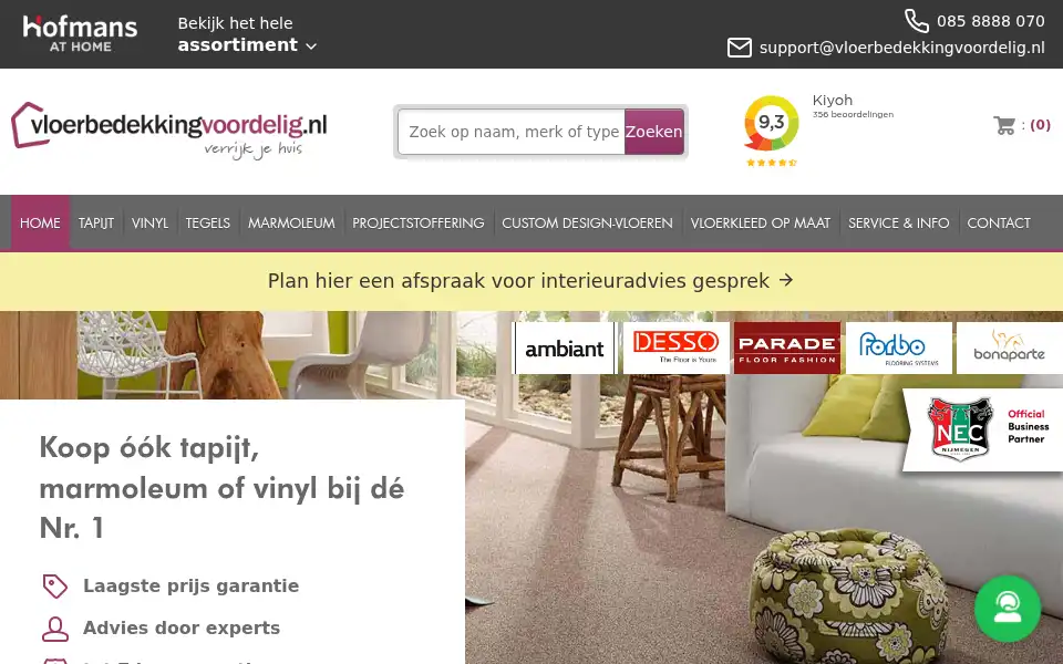 Screenshot of vloerbedekkingvoordelig.nl