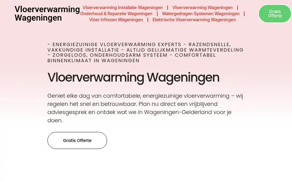 Screenshot of vloerverwarmingwageningen.com