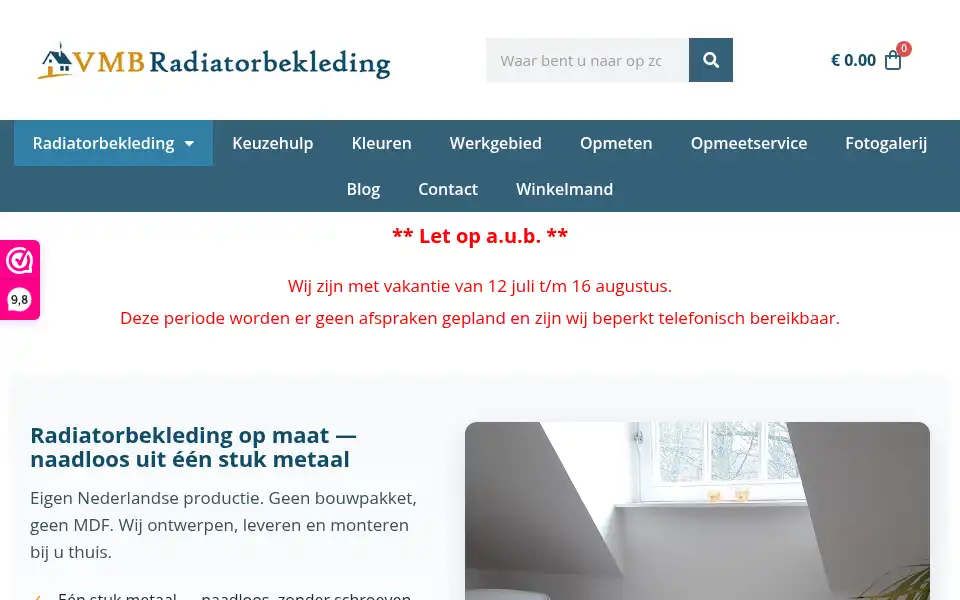 Screenshot of vmb-radiatorbekleding.nl