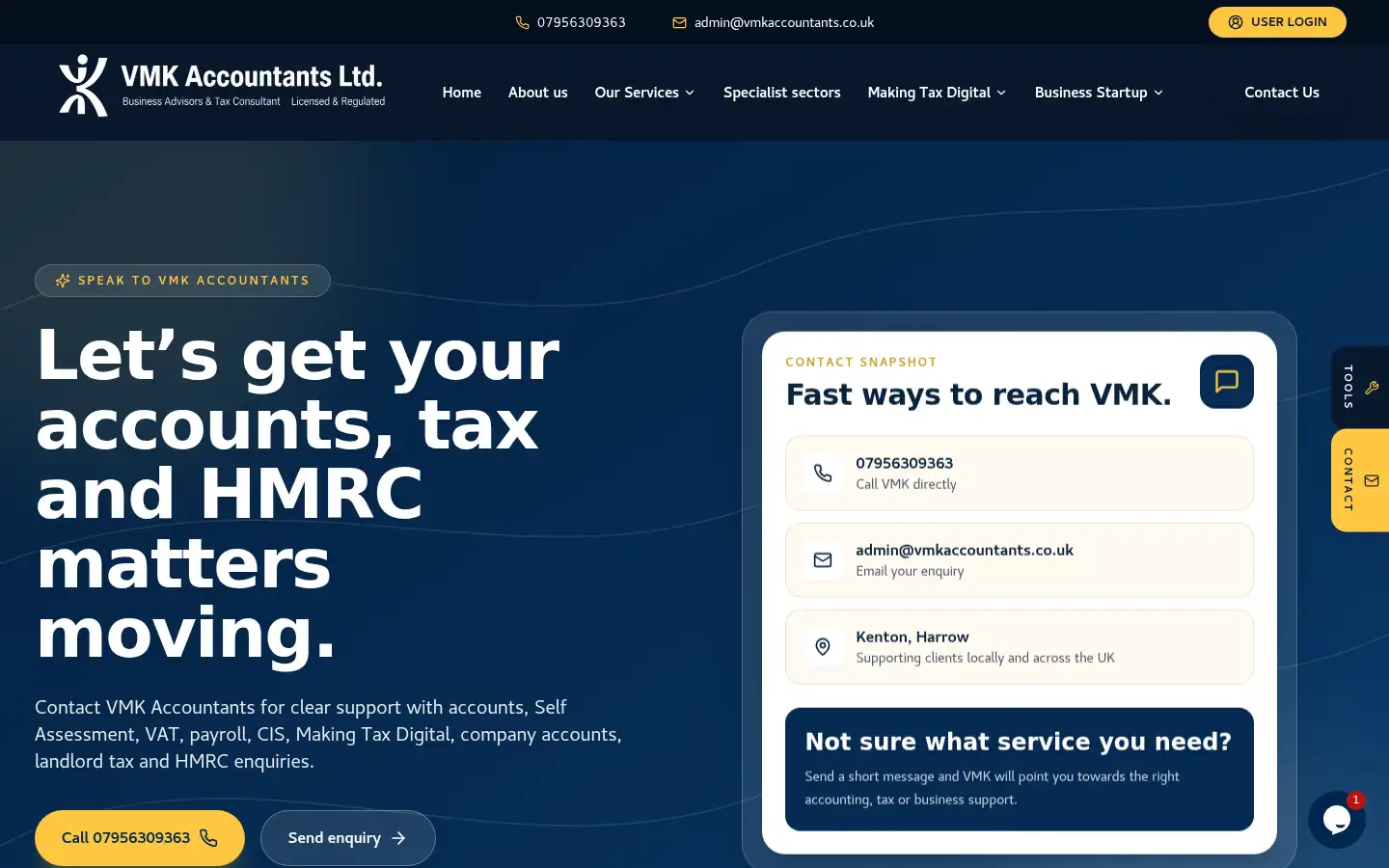 Screenshot of vmkaccountants.co.uk