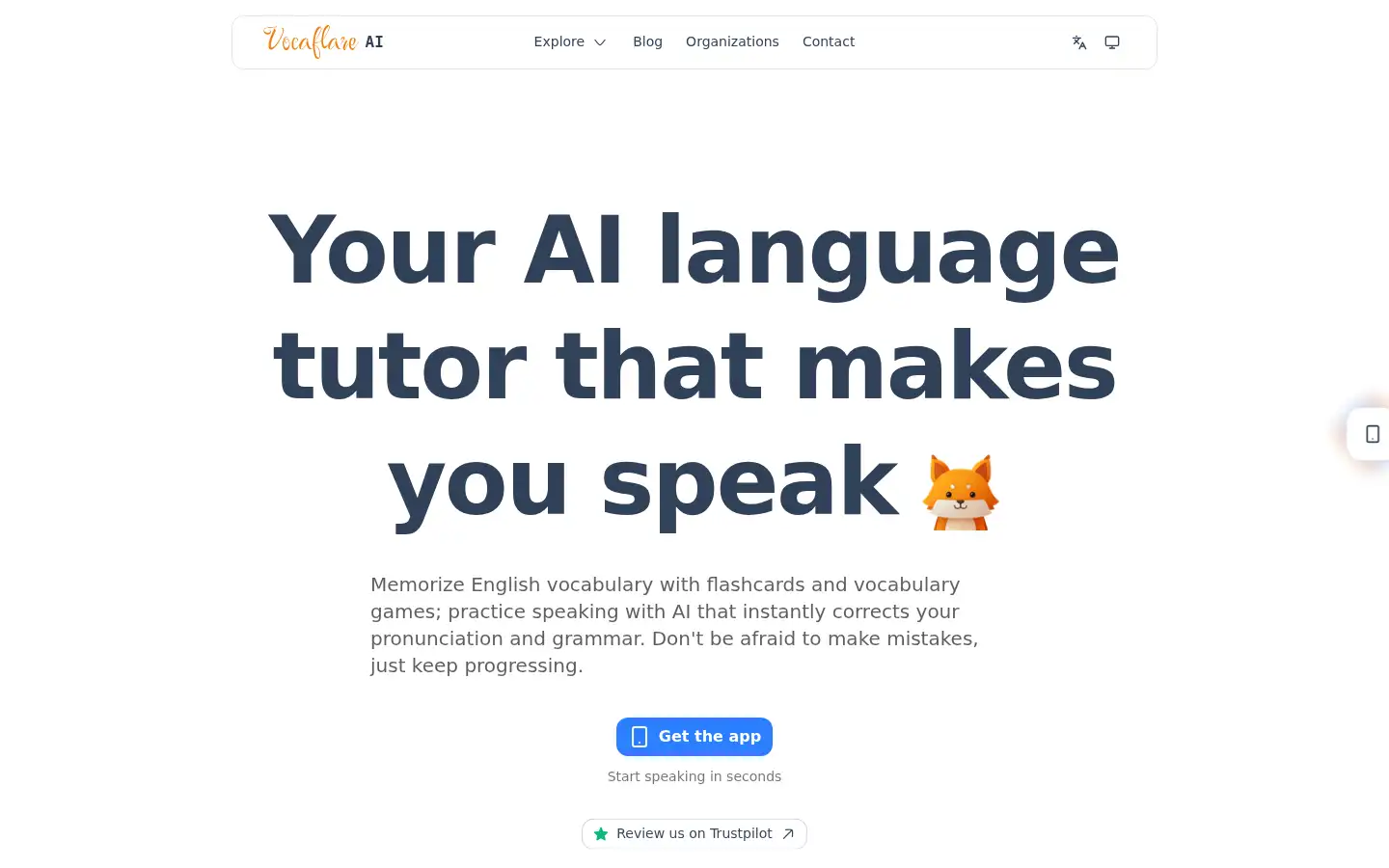 Screenshot of vocaflare.com