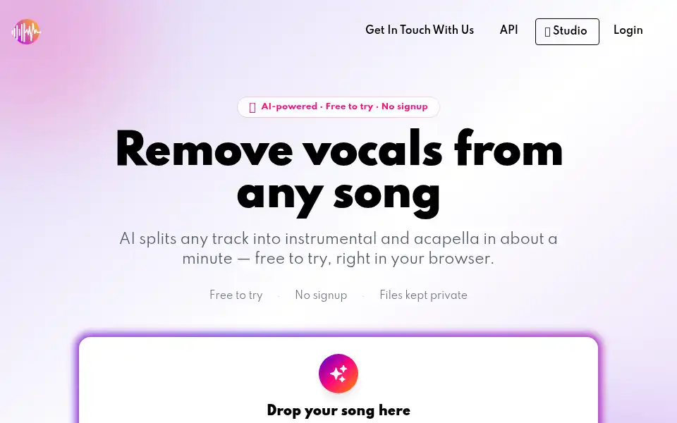 Screenshot of vocalremover.com