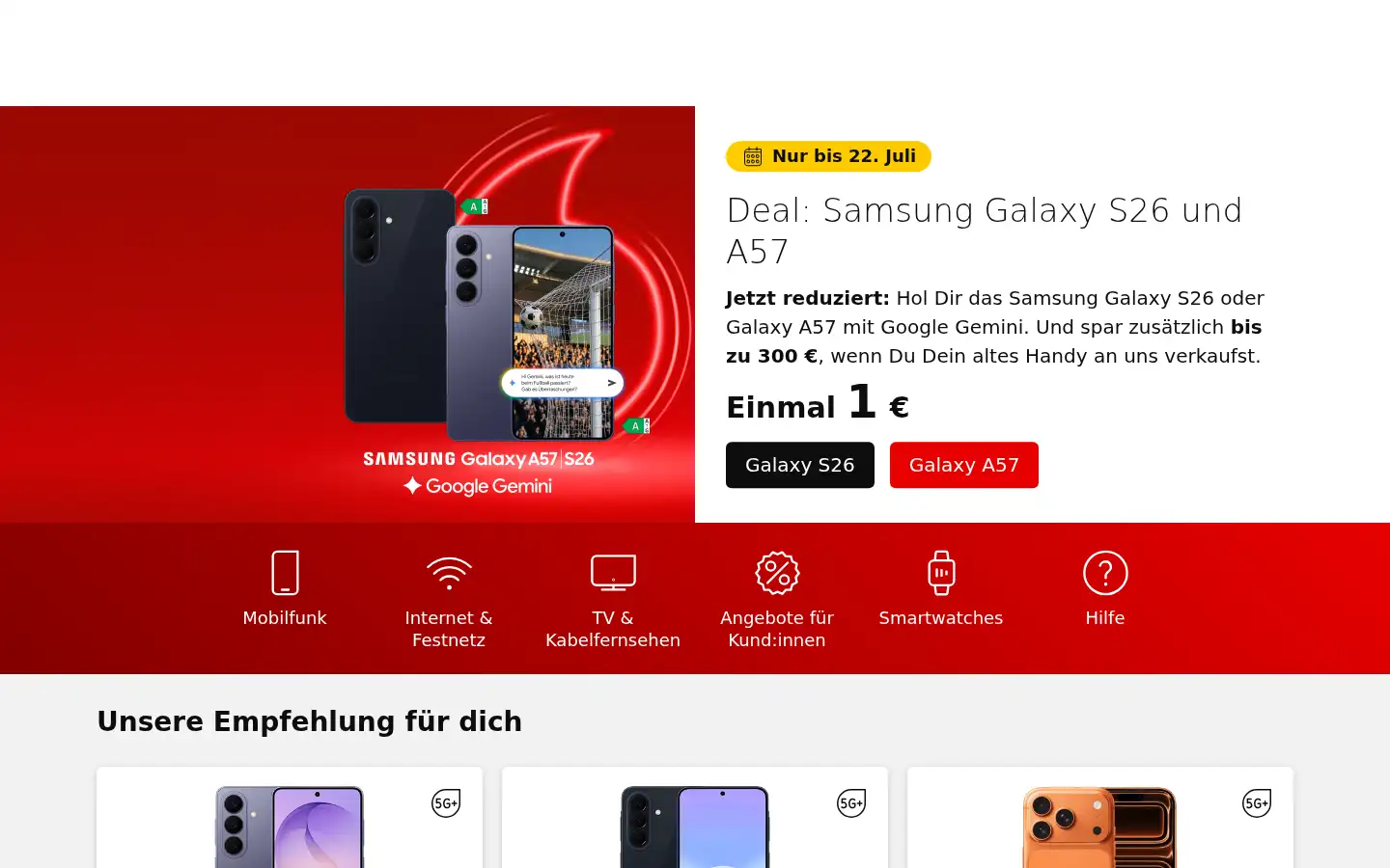 Screenshot of vodafon.de