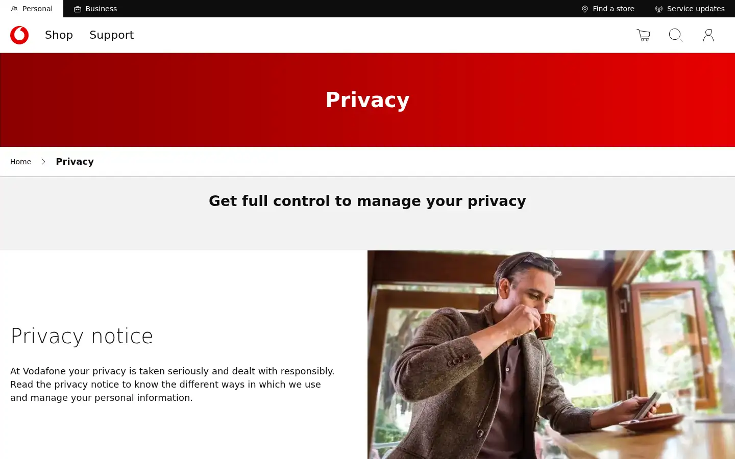 Screenshot of vodafone.ie