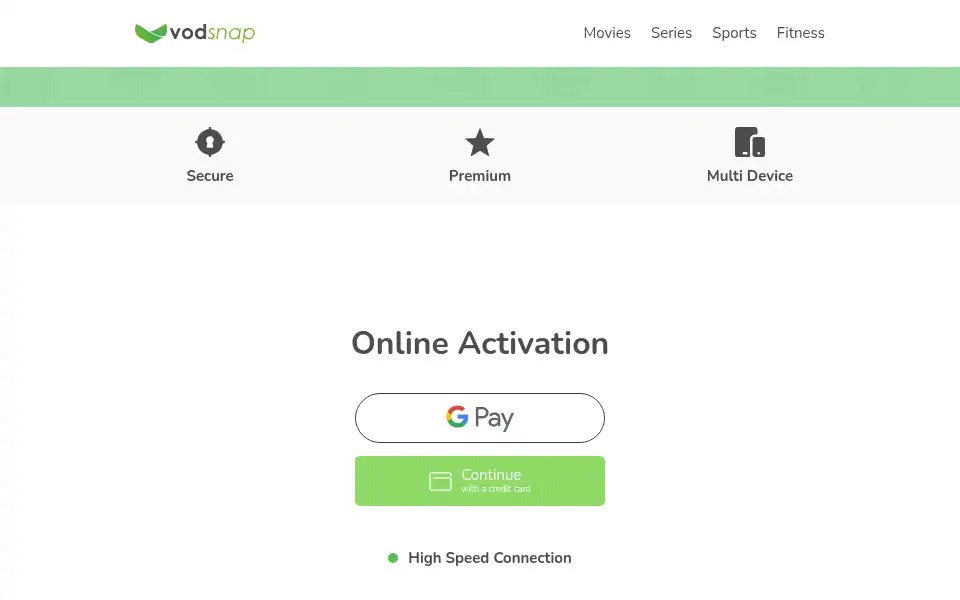 Screenshot of vodsnap.com