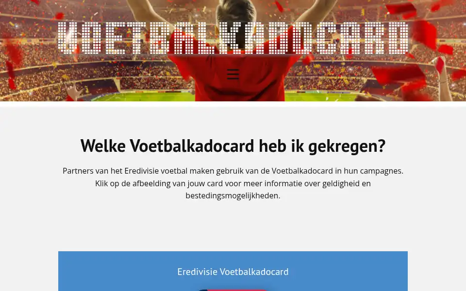 Screenshot of voetbalkadocard.nl