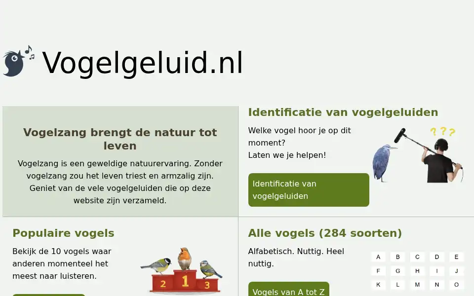 Screenshot of vogelgeluid.nl