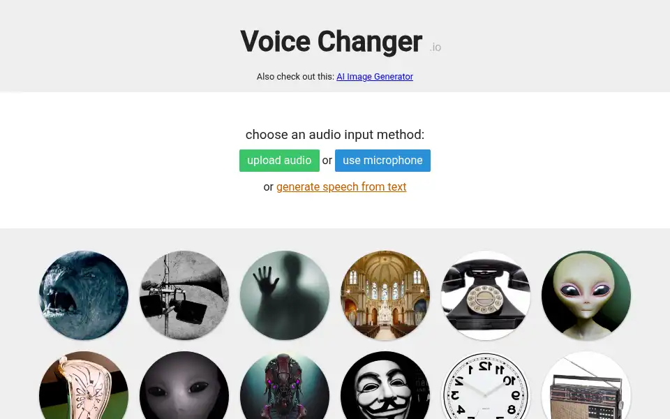Screenshot of voicechanger.io