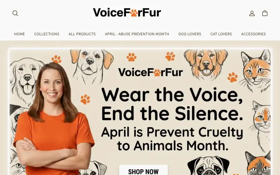 Screenshot of voiceforfur.com