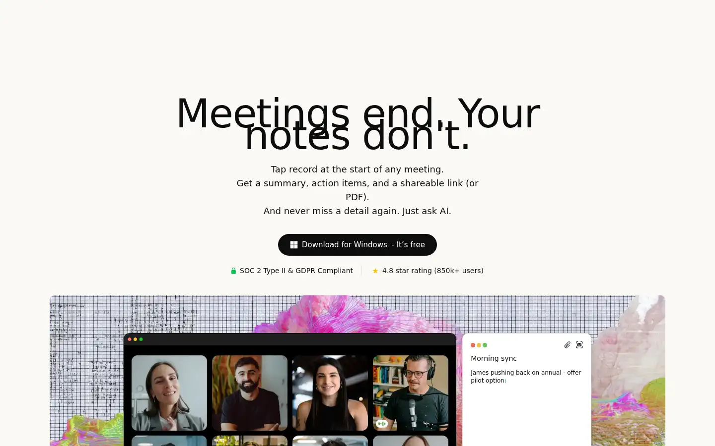 Screenshot of voicenotes.com