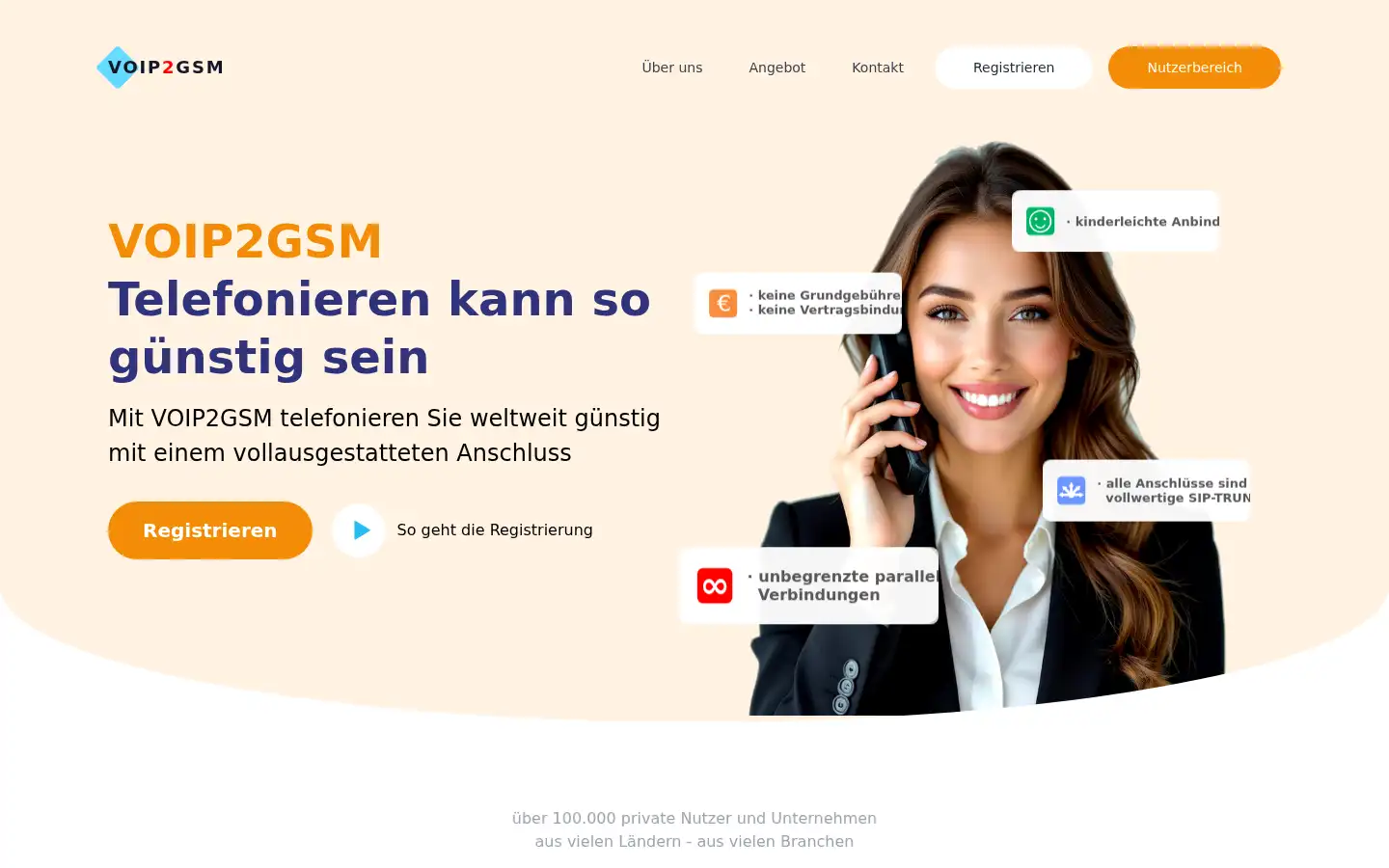Screenshot of voip2gsm.eu
