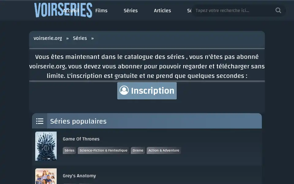 Screenshot of voirserie.org