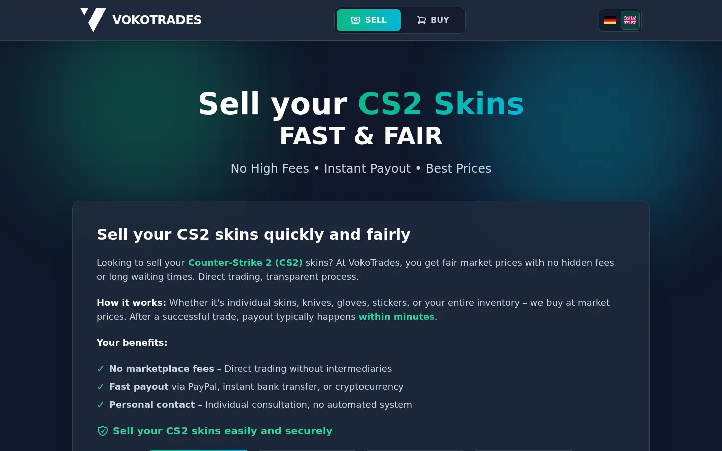 Screenshot of vokotrades.com