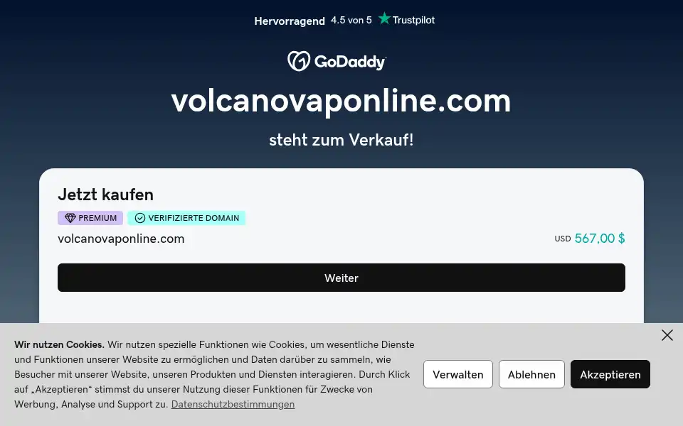Screenshot of volcanovaponline.com