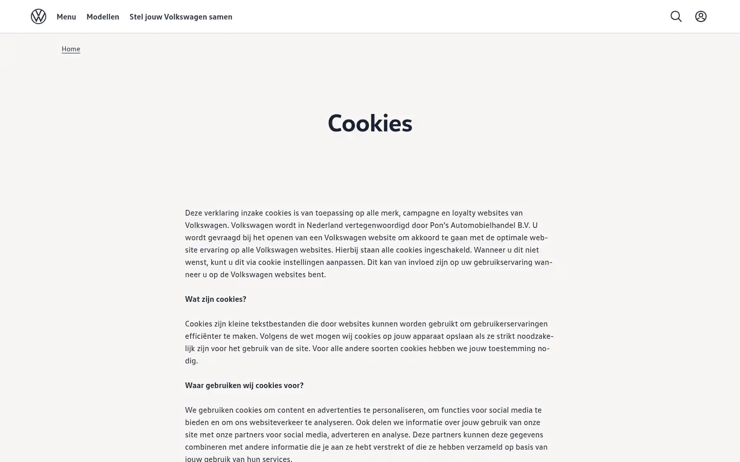 Screenshot of volkswagen.nl