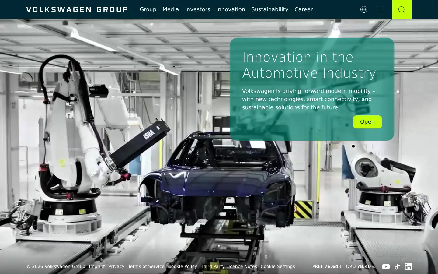 Screenshot of volkswagenag.com