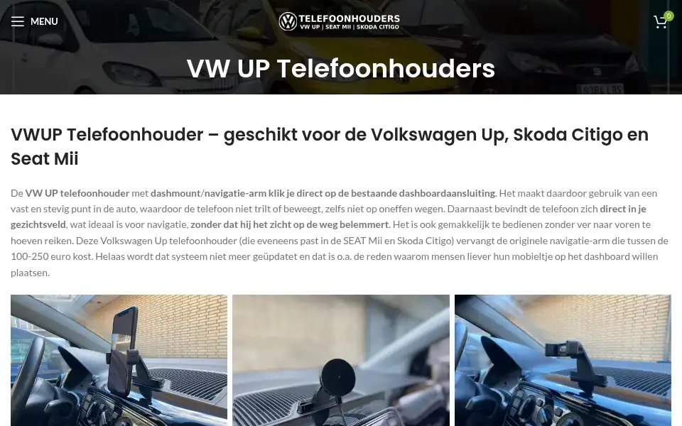 Screenshot of volkswagenuptelefoonhouder.nl