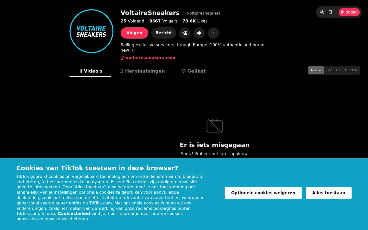 Screenshot of voltairesneakers.com