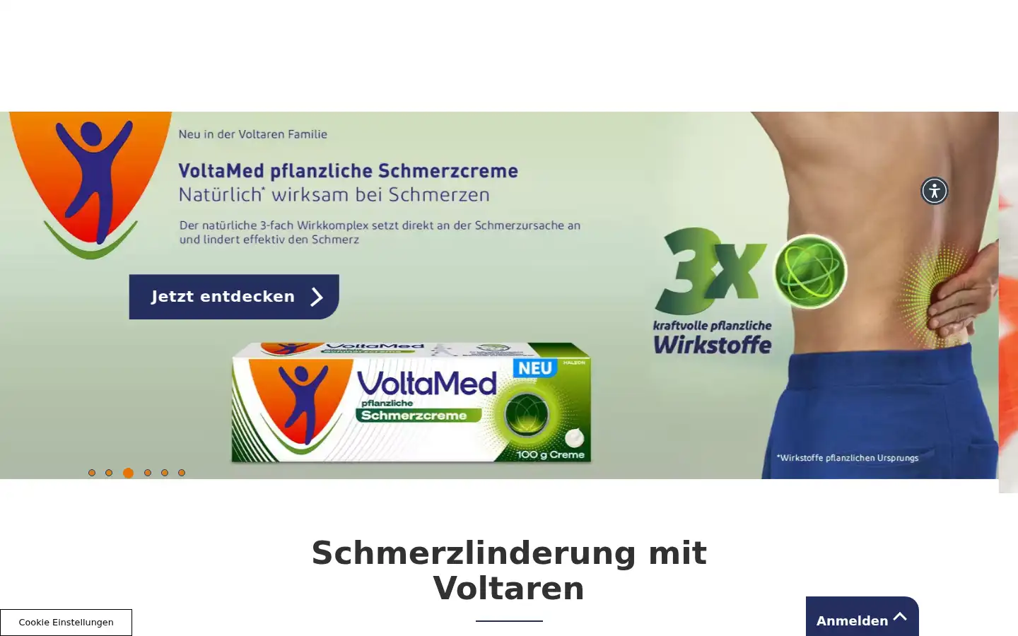 Screenshot of voltaren.de