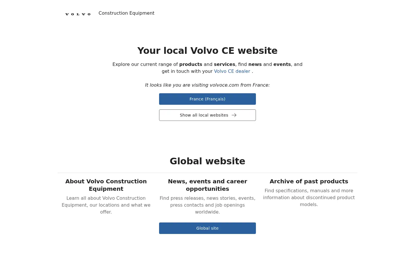 Screenshot of volvoce.com