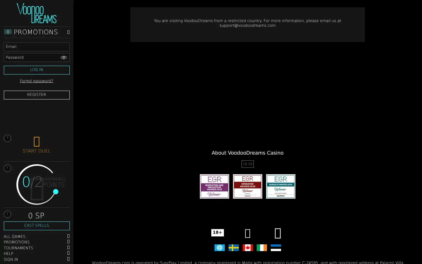 Screenshot of voodoodreams.com