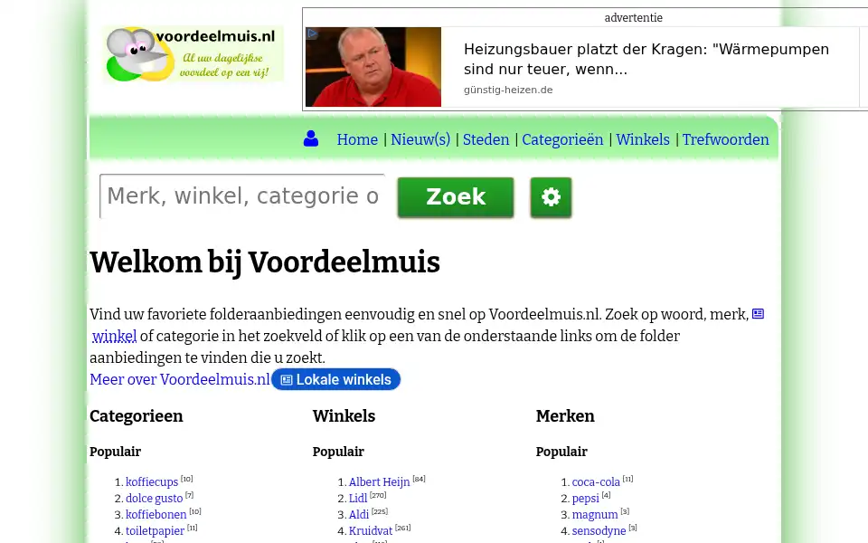 Screenshot of voordeelmuis.nl