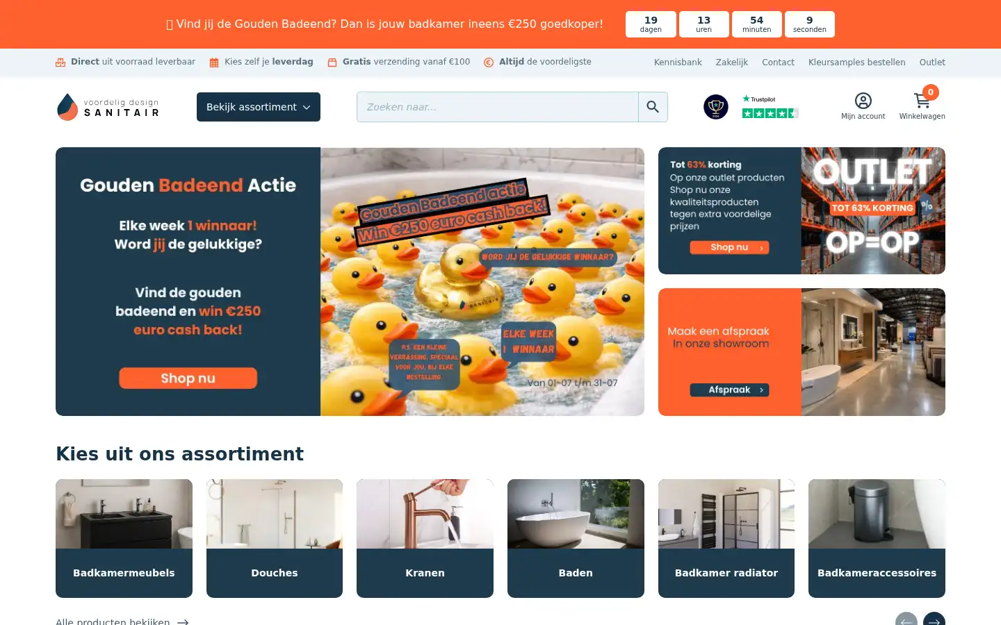 Screenshot of voordeligdesignsanitair.nl