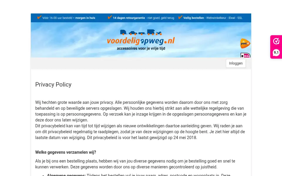 Screenshot of voordeligopweg.nl