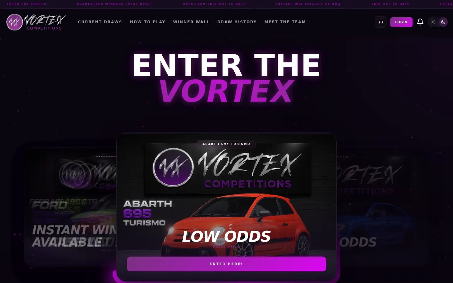 Screenshot of vortexcompetitions.com