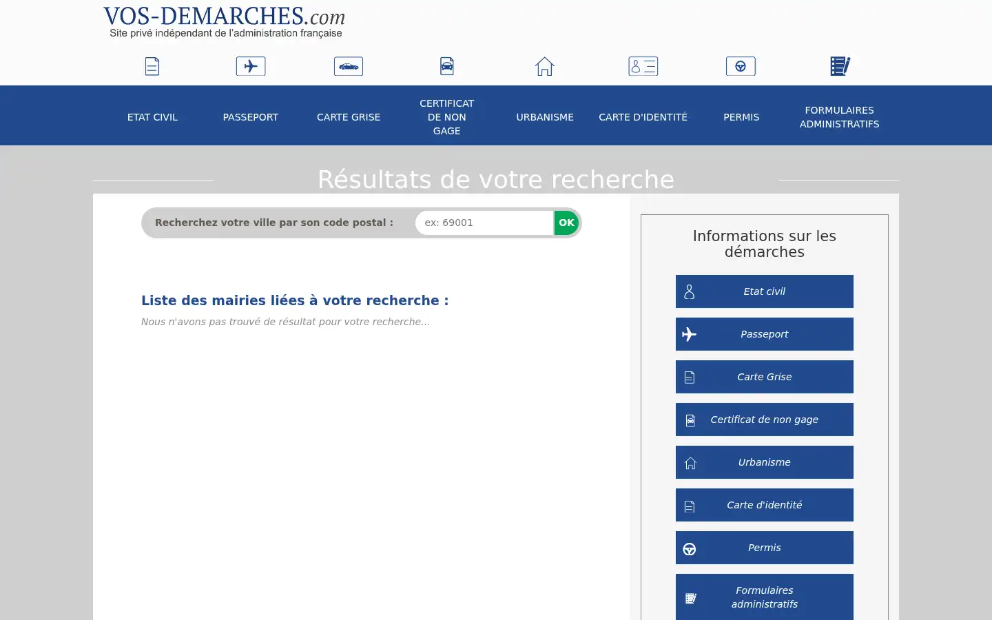 Screenshot of vos-demarches.com