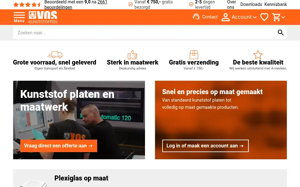 Screenshot of voskunststoffen.nl