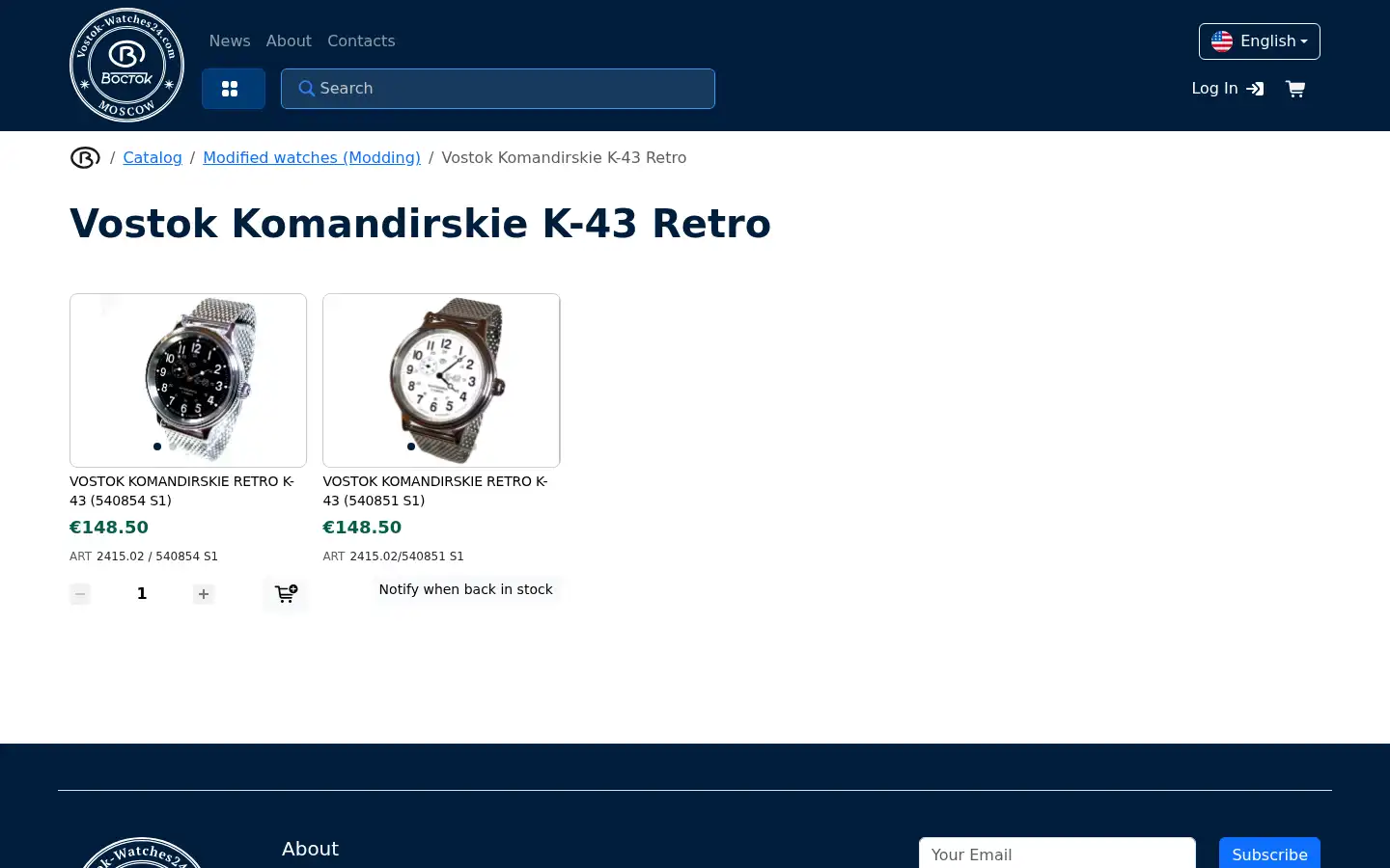 Screenshot of vostok-watches24.com