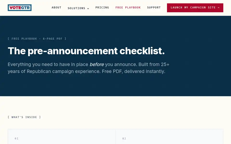 Screenshot of votegtr.com