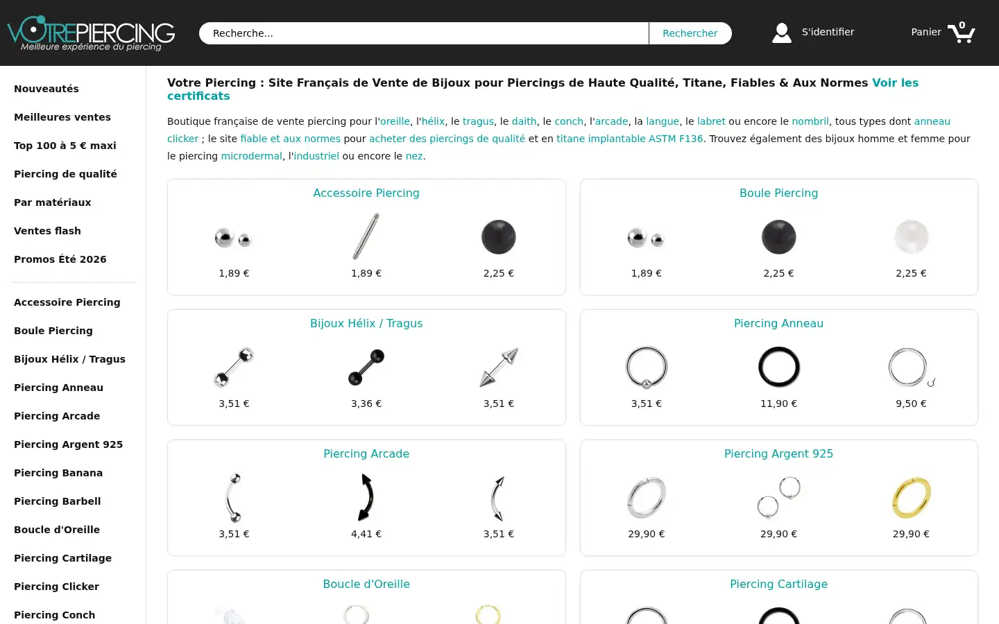 Screenshot of votrepiercing.com