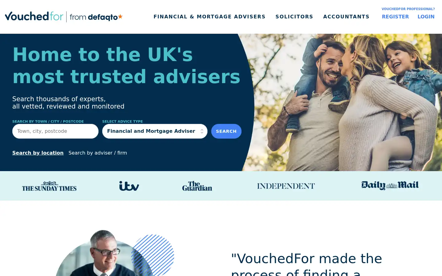 Screenshot of vouchedfor.co.uk