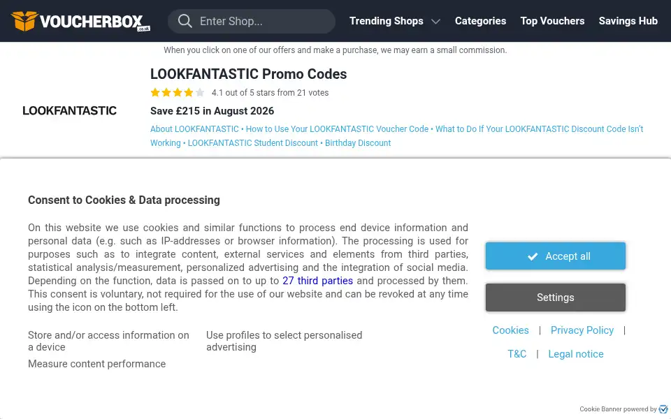 Screenshot of voucherbox.co.uk