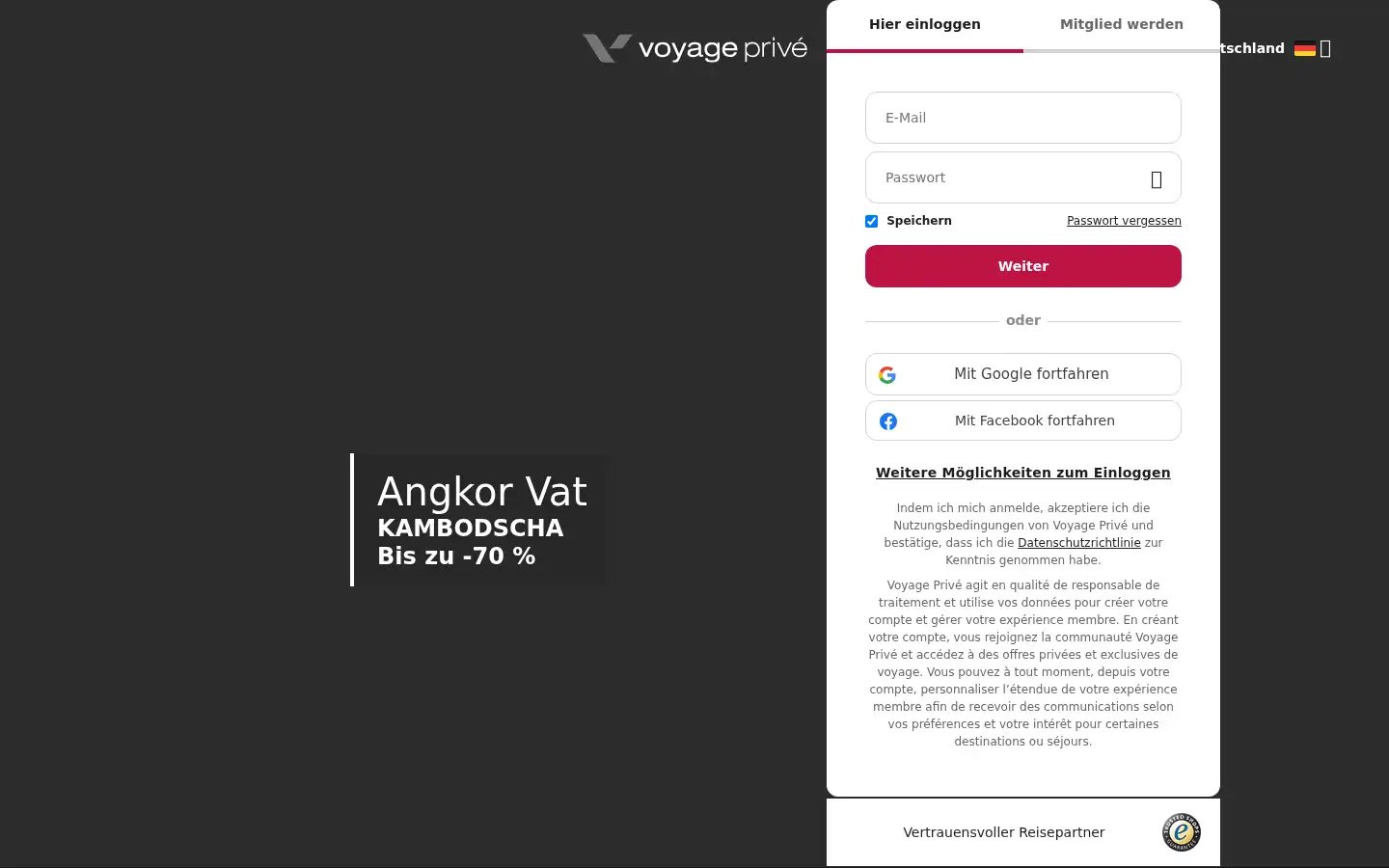 Screenshot of voyage-prive.com