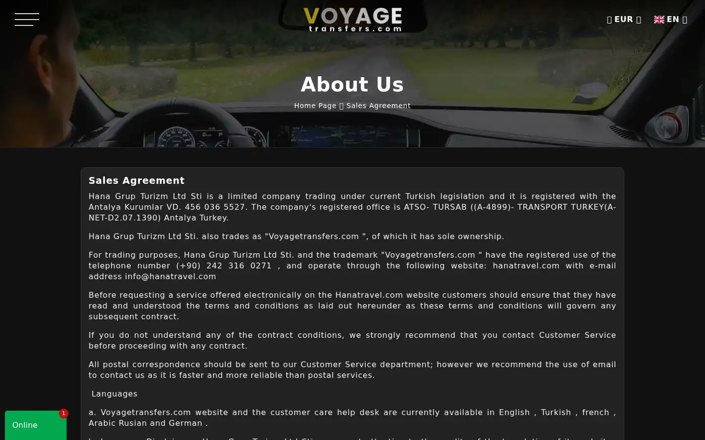 Screenshot of voyagetransfers.com