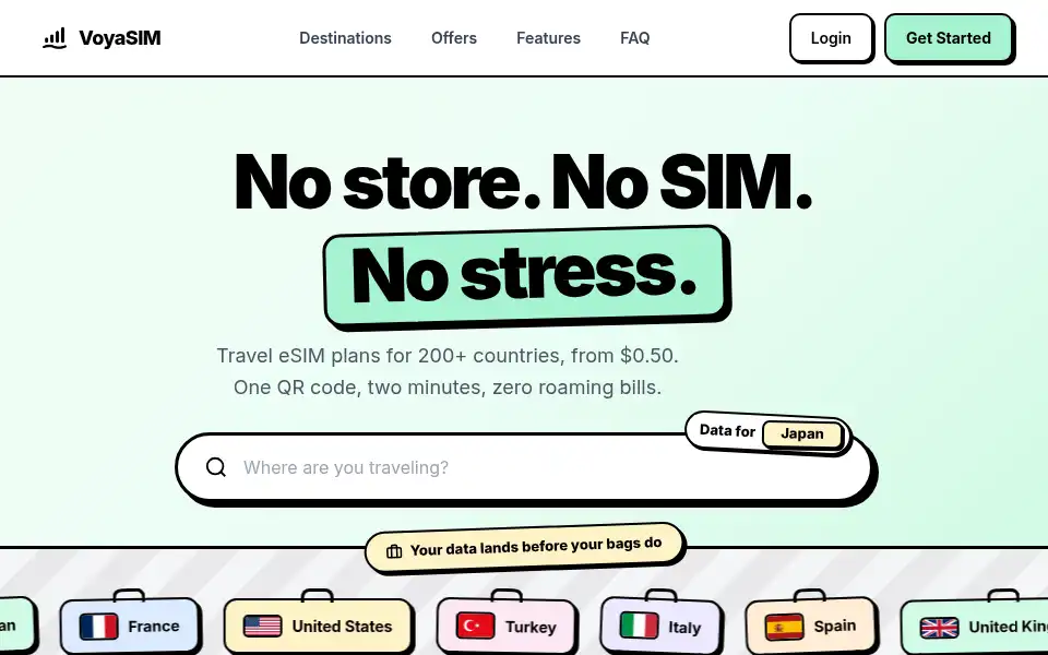 Screenshot of voyasim.io