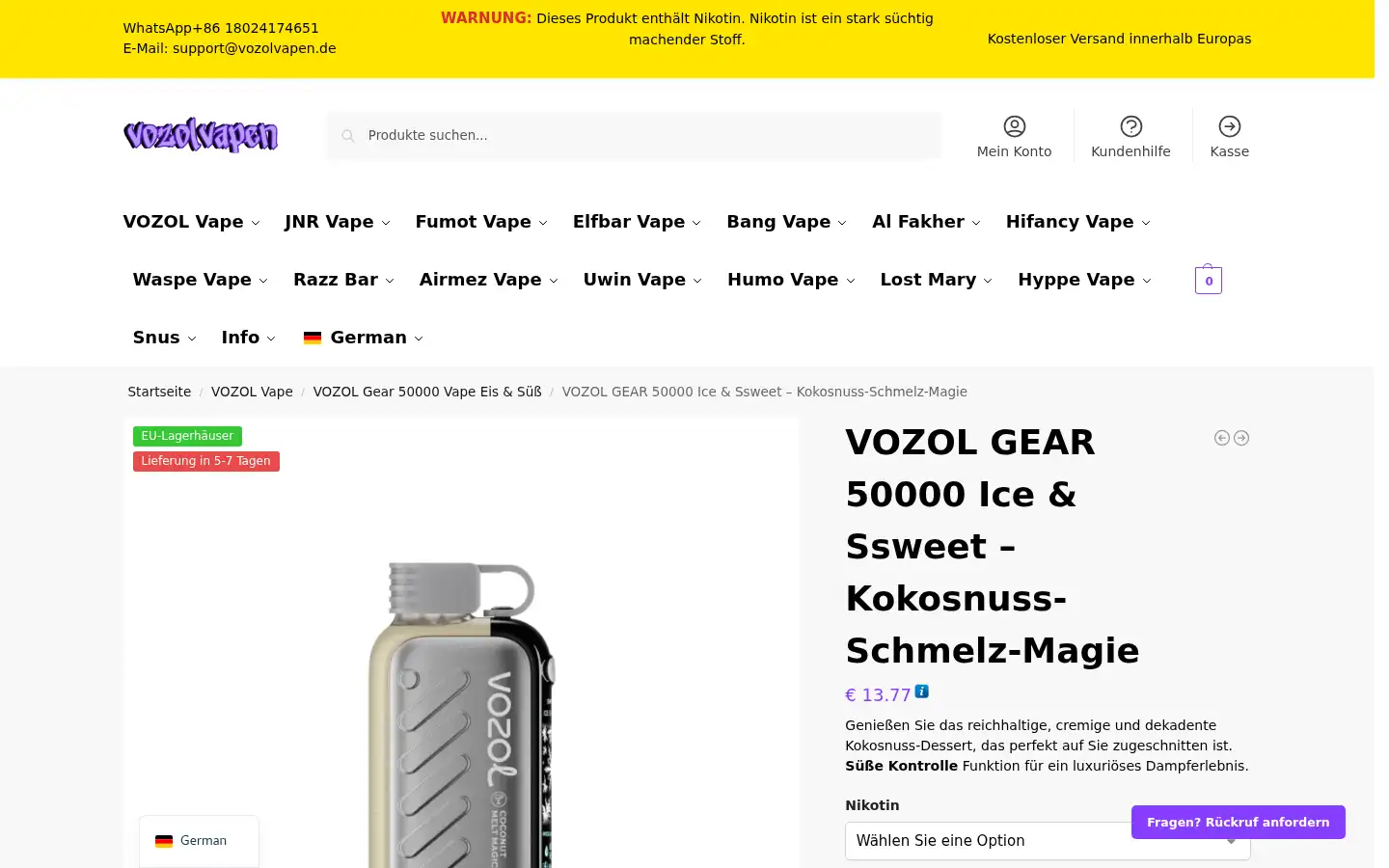 Screenshot of vozolvapen.de