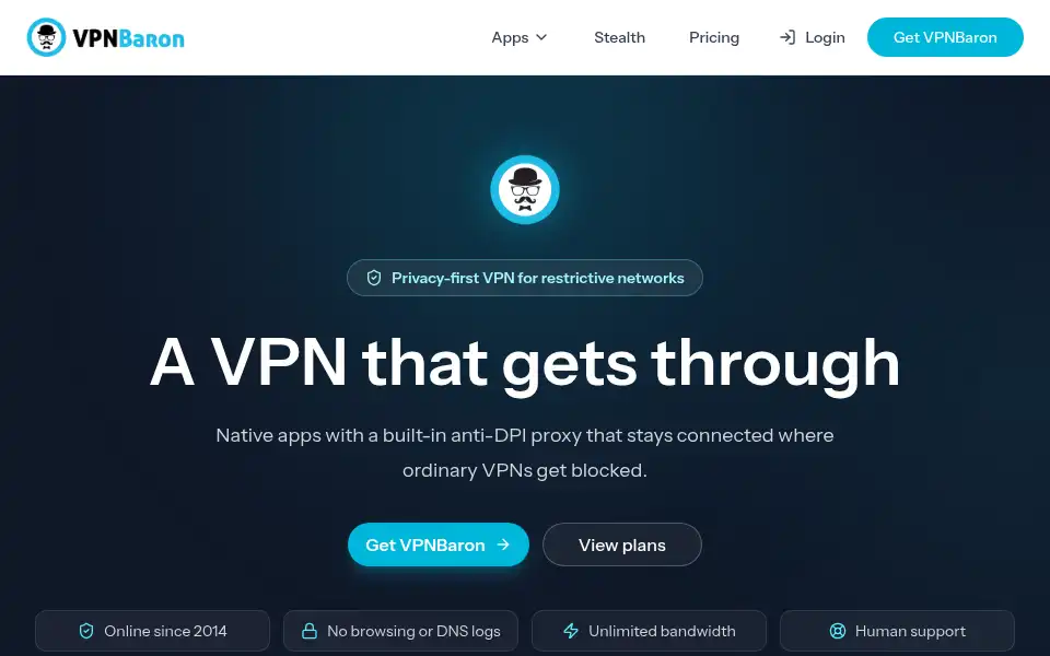 Screenshot of vpnbaron.com