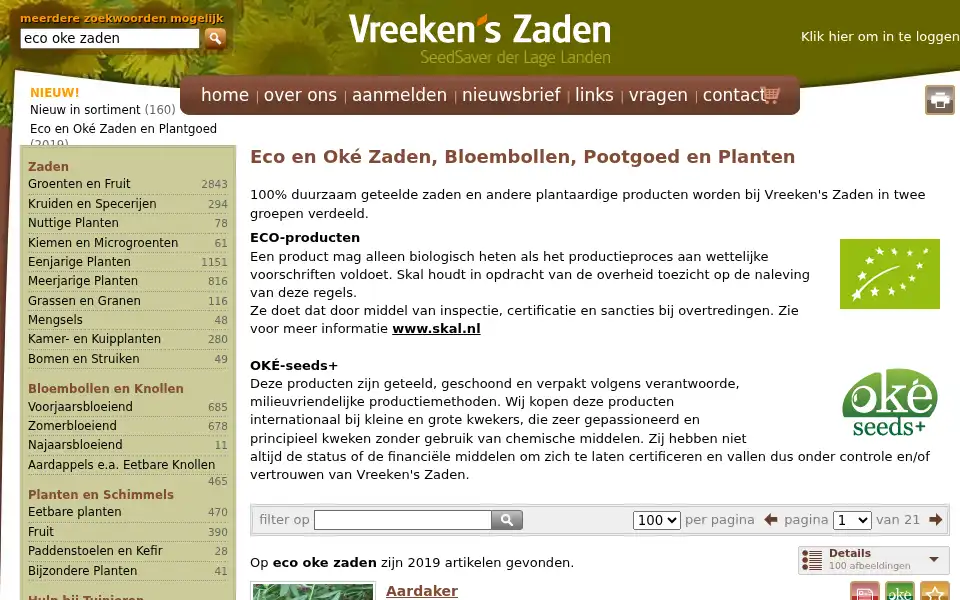 Screenshot of vreekenszaden.nl