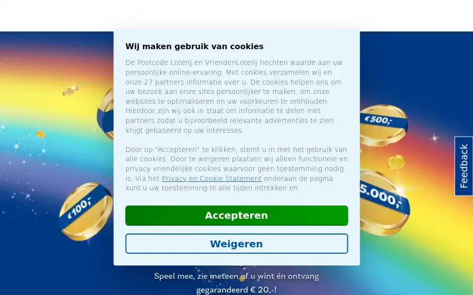 Screenshot of vriendenloterij.nl