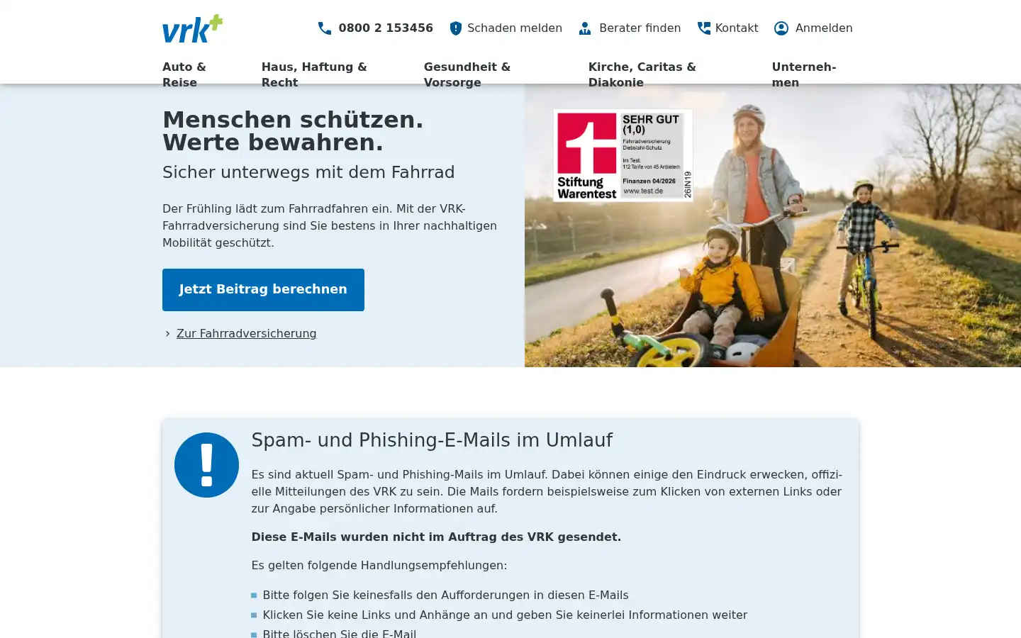 Screenshot of vrk.de