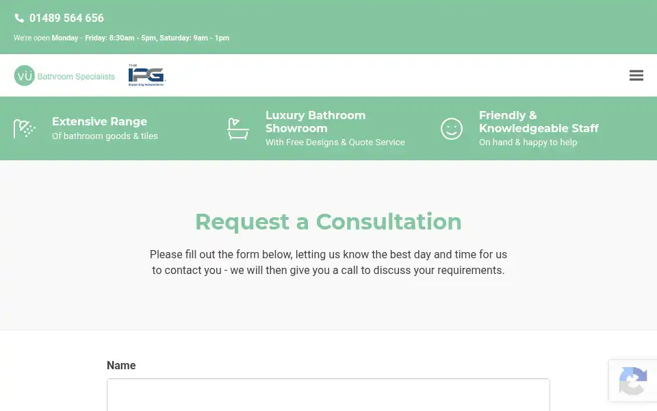 Screenshot of vubathrooms.co.uk